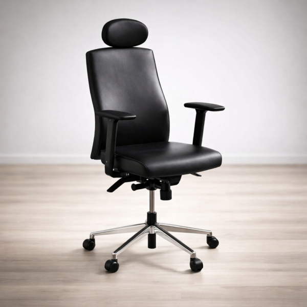 Καρέκλες Εργασίας Action D Inox Δερματίνη Μαύρη Ετοιμοπαράδοτη