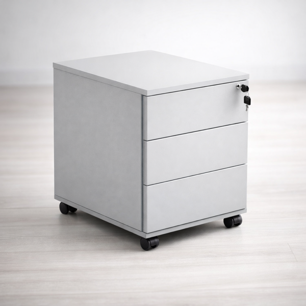 Συρταριέρα Μελαμίνης 3/3/3 Τροχήλατη Ασημί Ετοιμοπαράδοτη