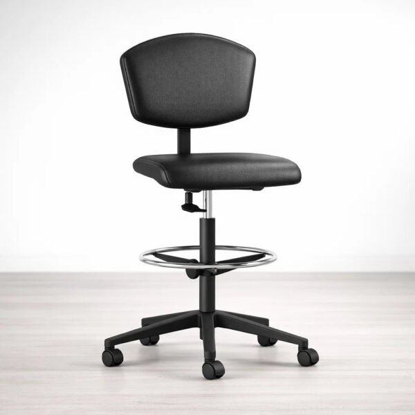 Καρέκλα Σχεδιαστηρίου Δερματίνη Μαύρη Ετοιμοπαράδοτη