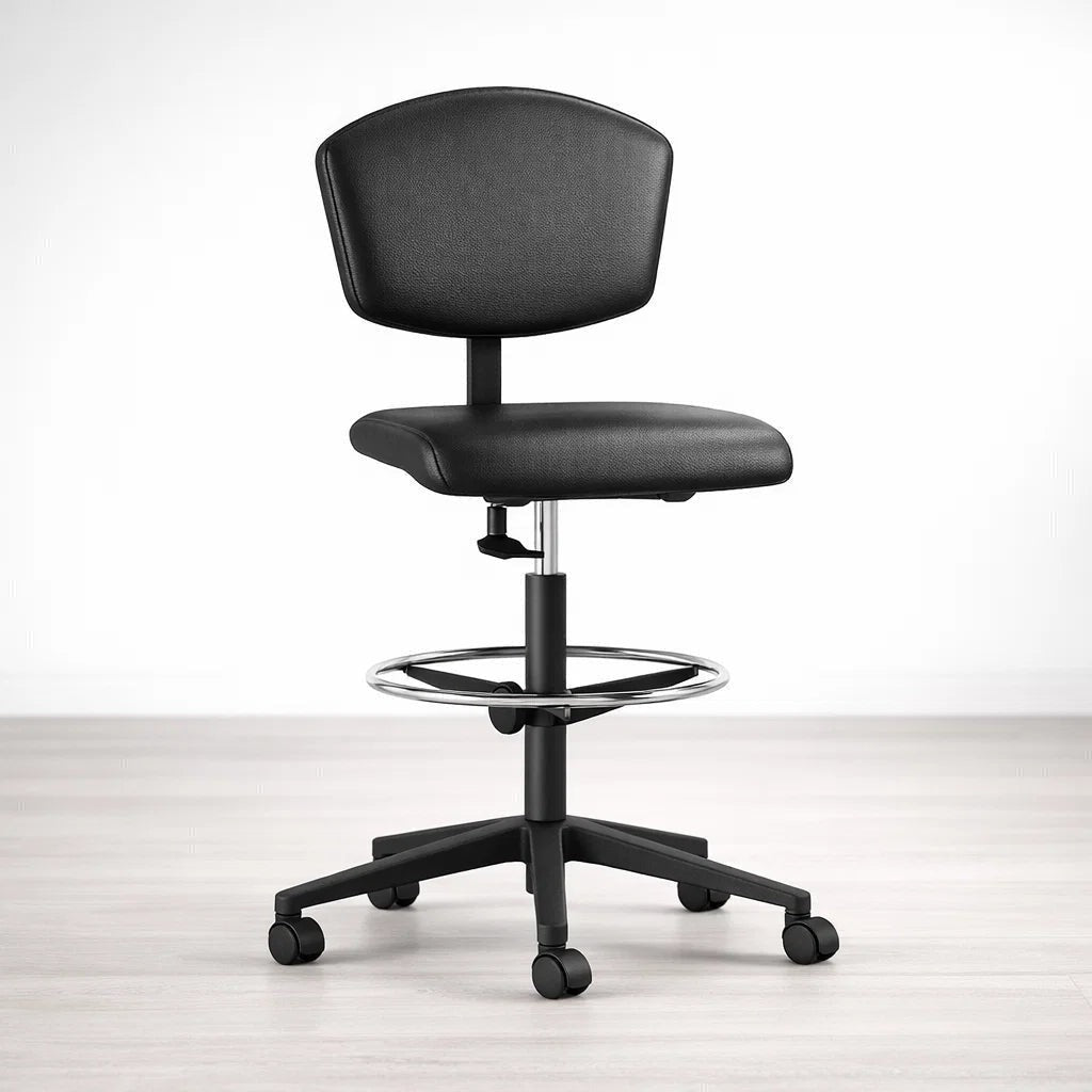 Καρέκλα Σχεδιαστηρίου Δερματίνη Μαύρη Ετοιμοπαράδοτη